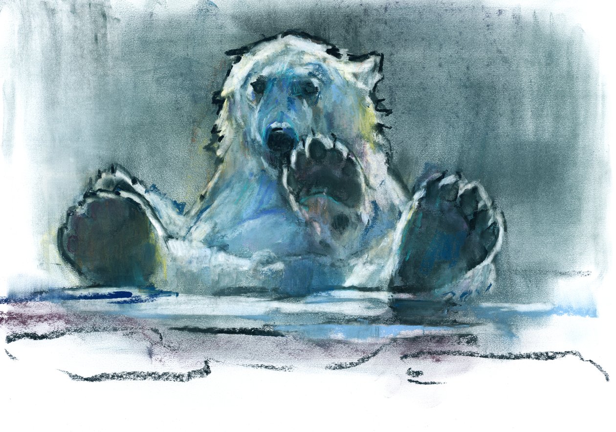 Buz Banyosu, 2016, (kağıt üzerinde conté ve pastel) by Mark Adlington