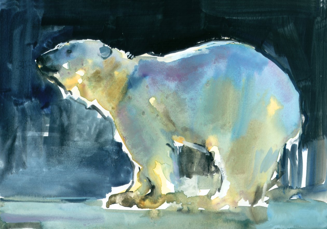 Ice Silhouette, 2016, (kağıt üzerine sulu boya ve guaj boya) by Mark Adlington