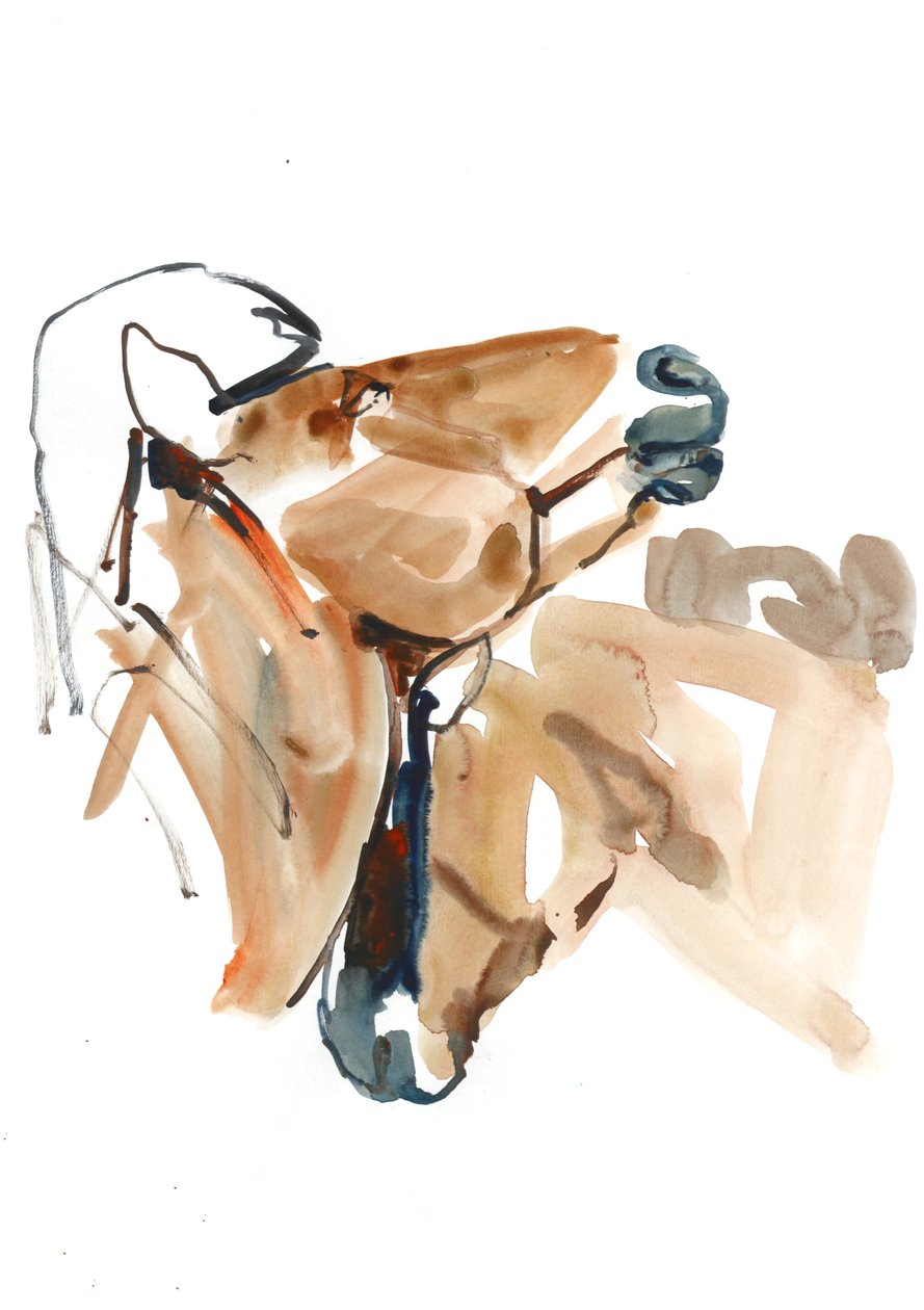 Nuzzle (Przewalski), 2013 (sennelier mürekkebi, sulu boya ve guaj) by Mark Adlington