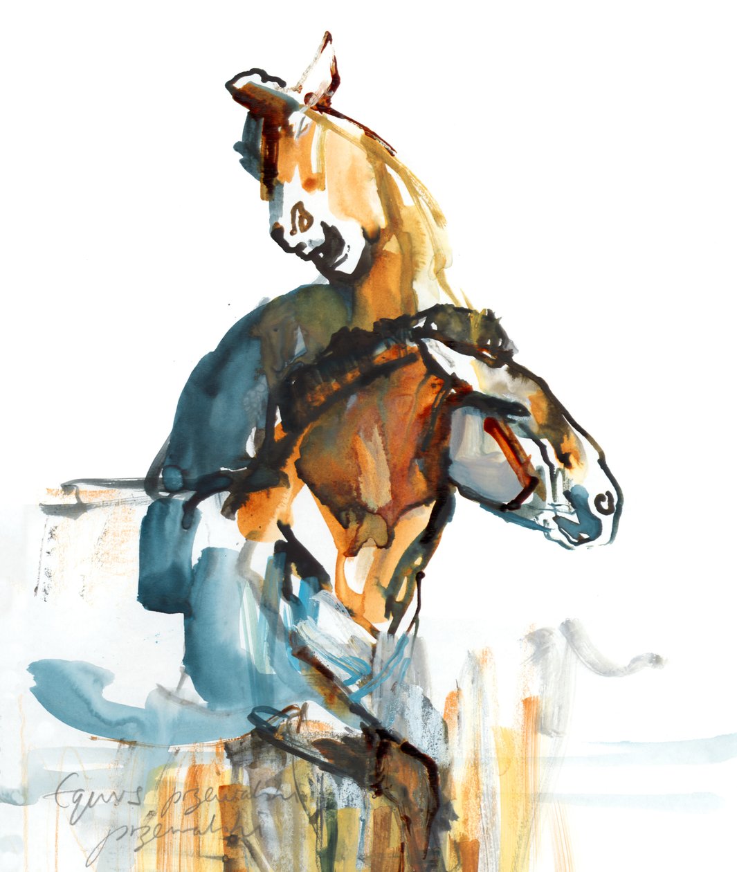 Paleolitik (Przewalski), 2013 (sennelier mürekkebi, sulu boya ve guaj) by Mark Adlington