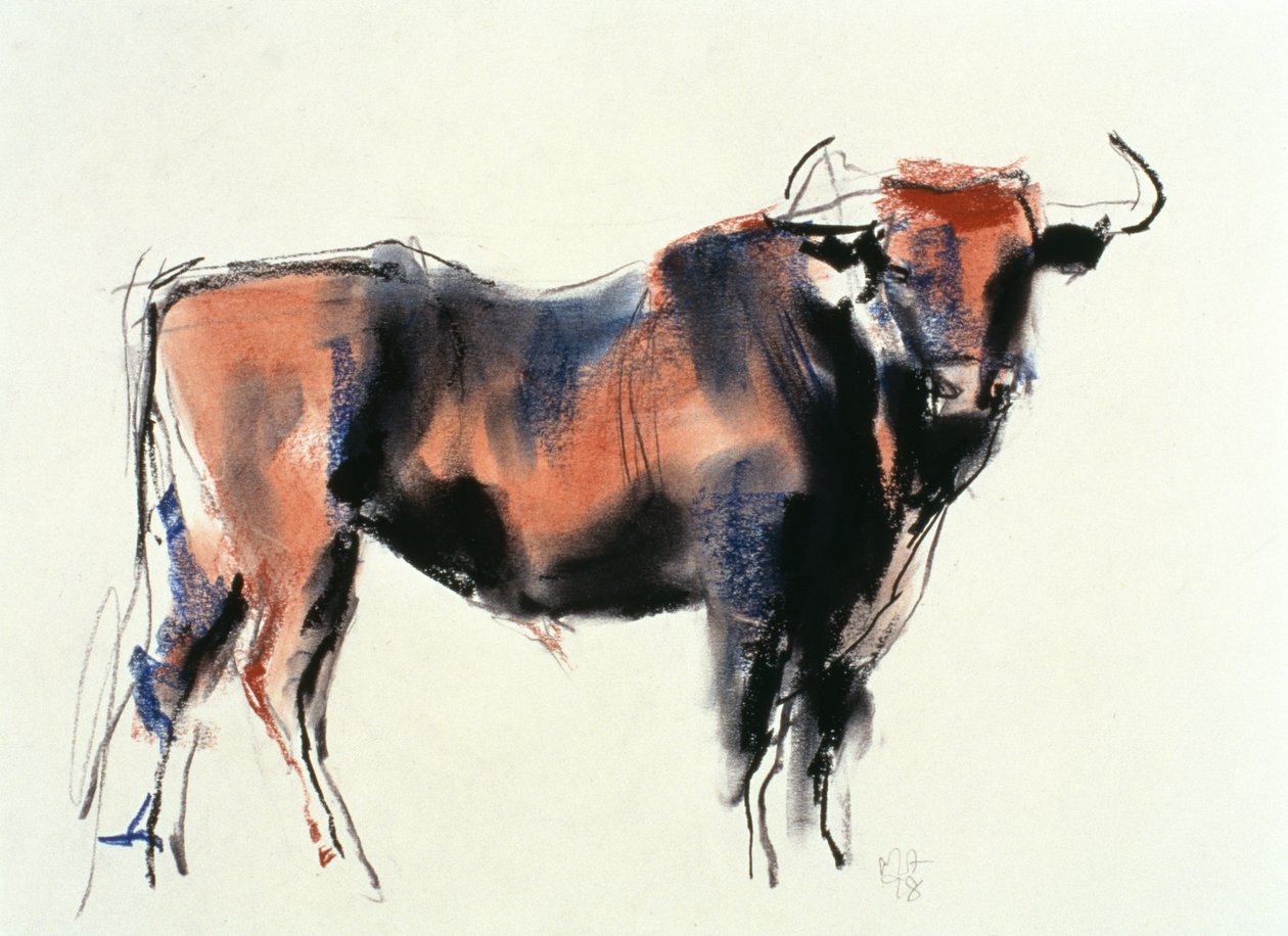 Red Bull, 1998 (kağıt üzerinde grafit, konte ve kömür) by Mark Adlington