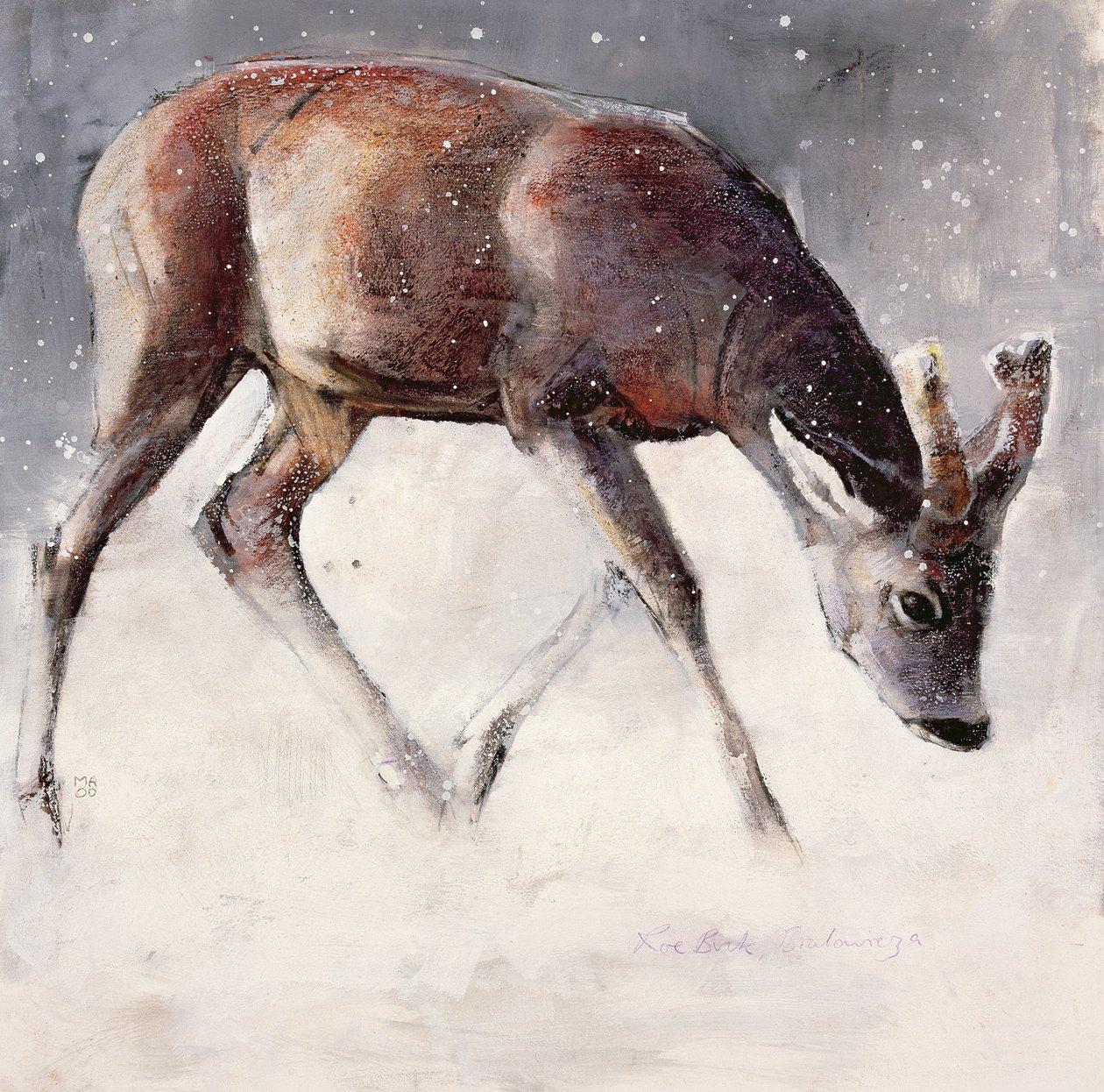 Roe Buck, Winter, 2000 (kağıt üzerinde karışık teknik) by Mark Adlington