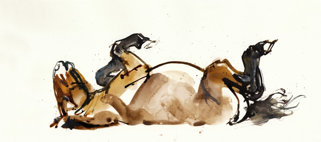 Yuvarlanan At (Przewalski), 2013 (sennelier mürekkebi, sulu boya ve guaj) by Mark Adlington