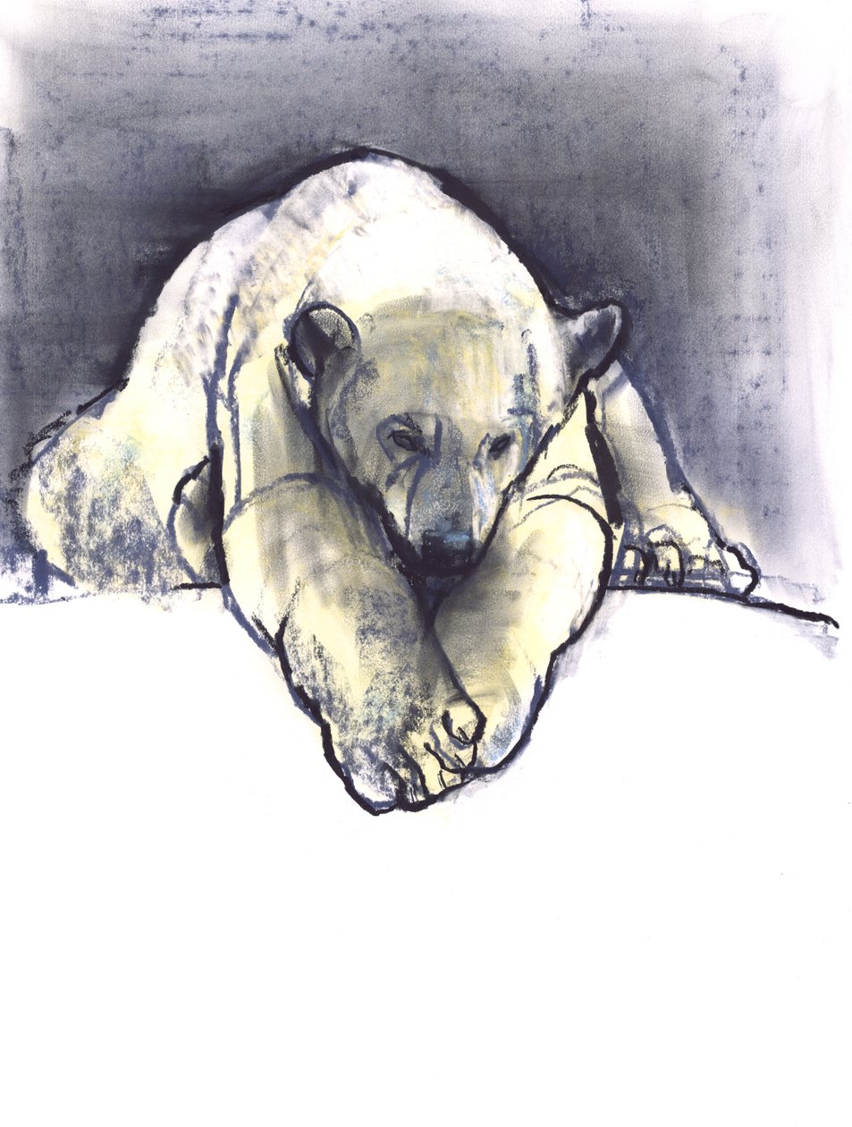 Kar tepeciği. 2016 (kağıt üzerinde conté ve pastel) by Mark Adlington