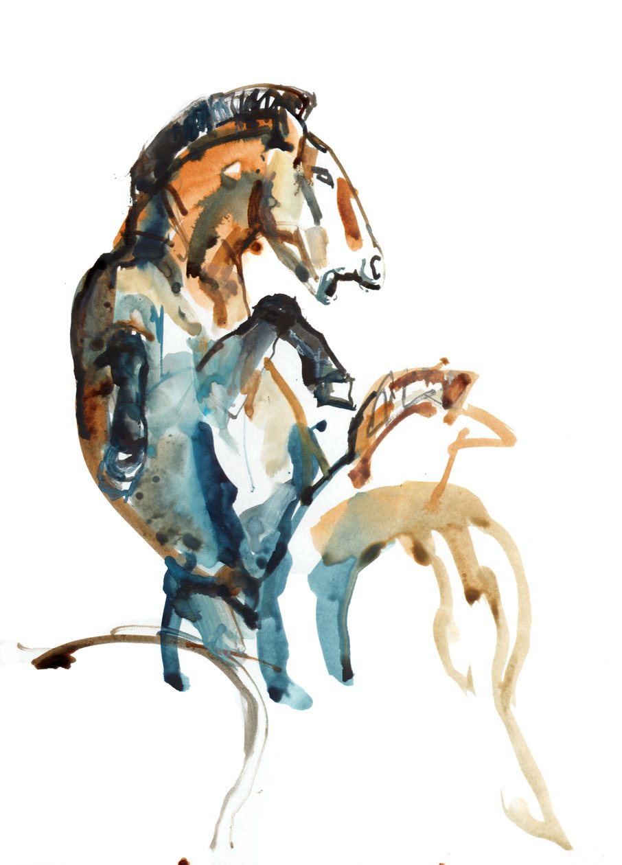 Spirit (Przewalski), 2013 (sennelier mürekkebi, guaj ve sulu boya) by Mark Adlington