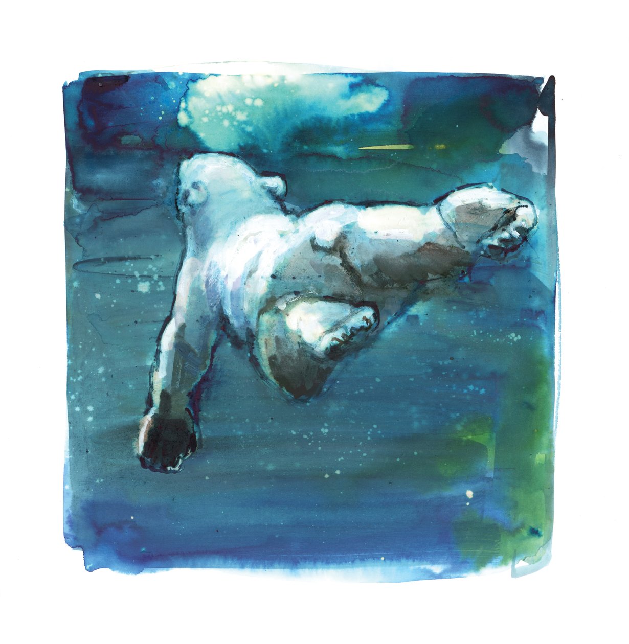 Sub Aqua, 2015, (kağıt üzerinde karışık teknik) by Mark Adlington