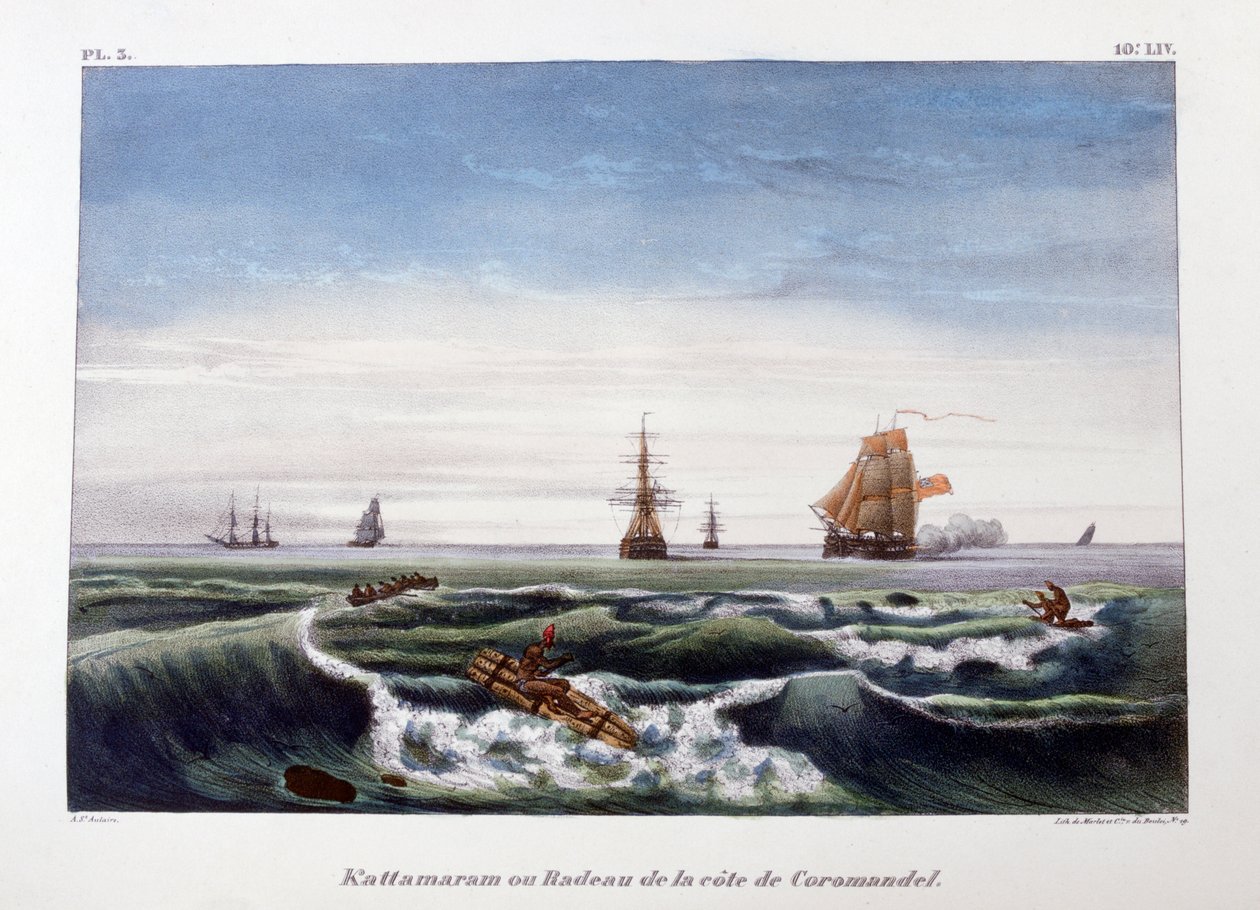 Coromandel Sahili Açıklarında Bir Sal, Hindistan, 1828. by Marlet et Cie