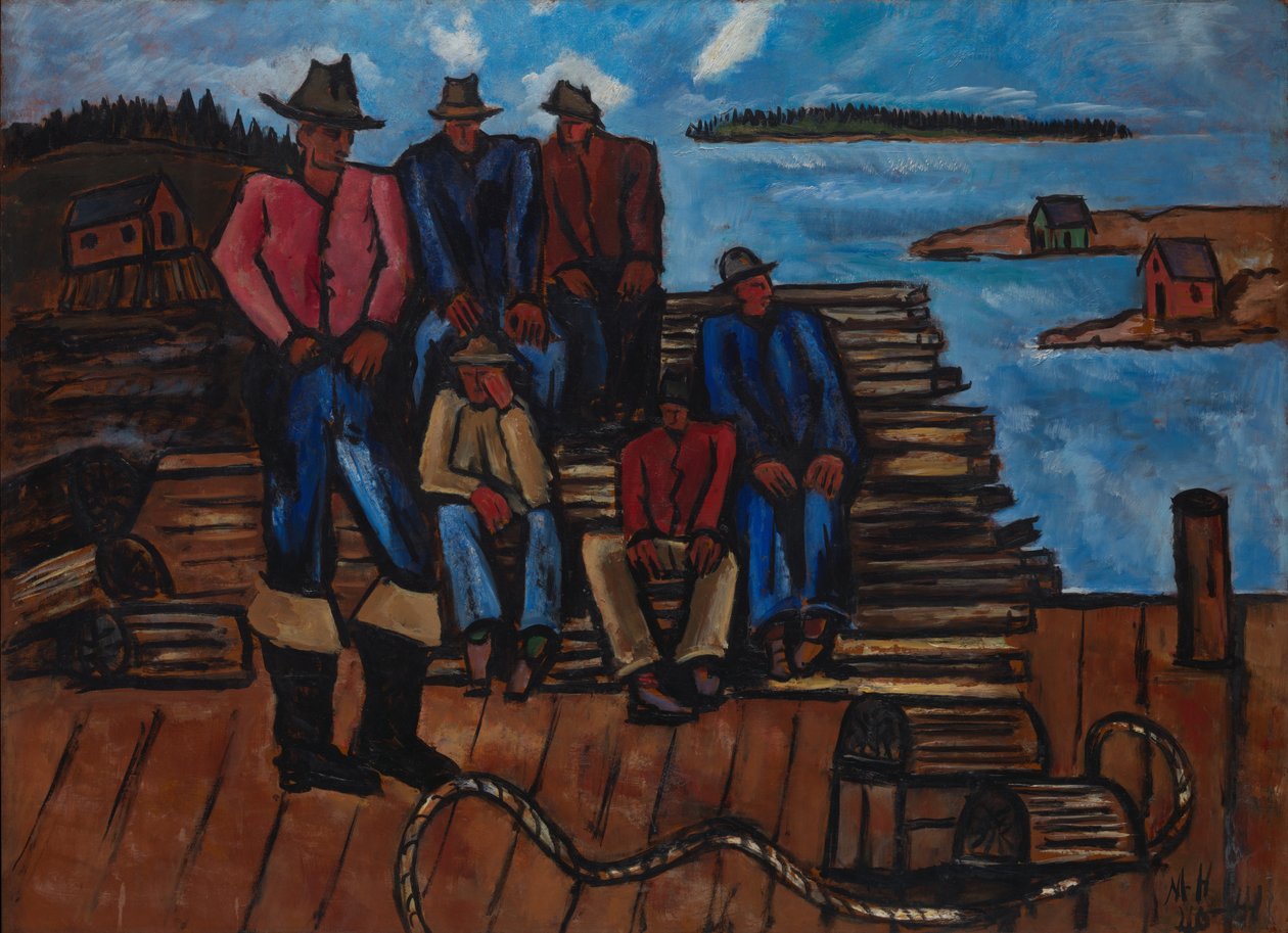 Istakoz Balıkçıları, 1940-41 (sunta üzerine yağlı boya) by Marsden Hartley