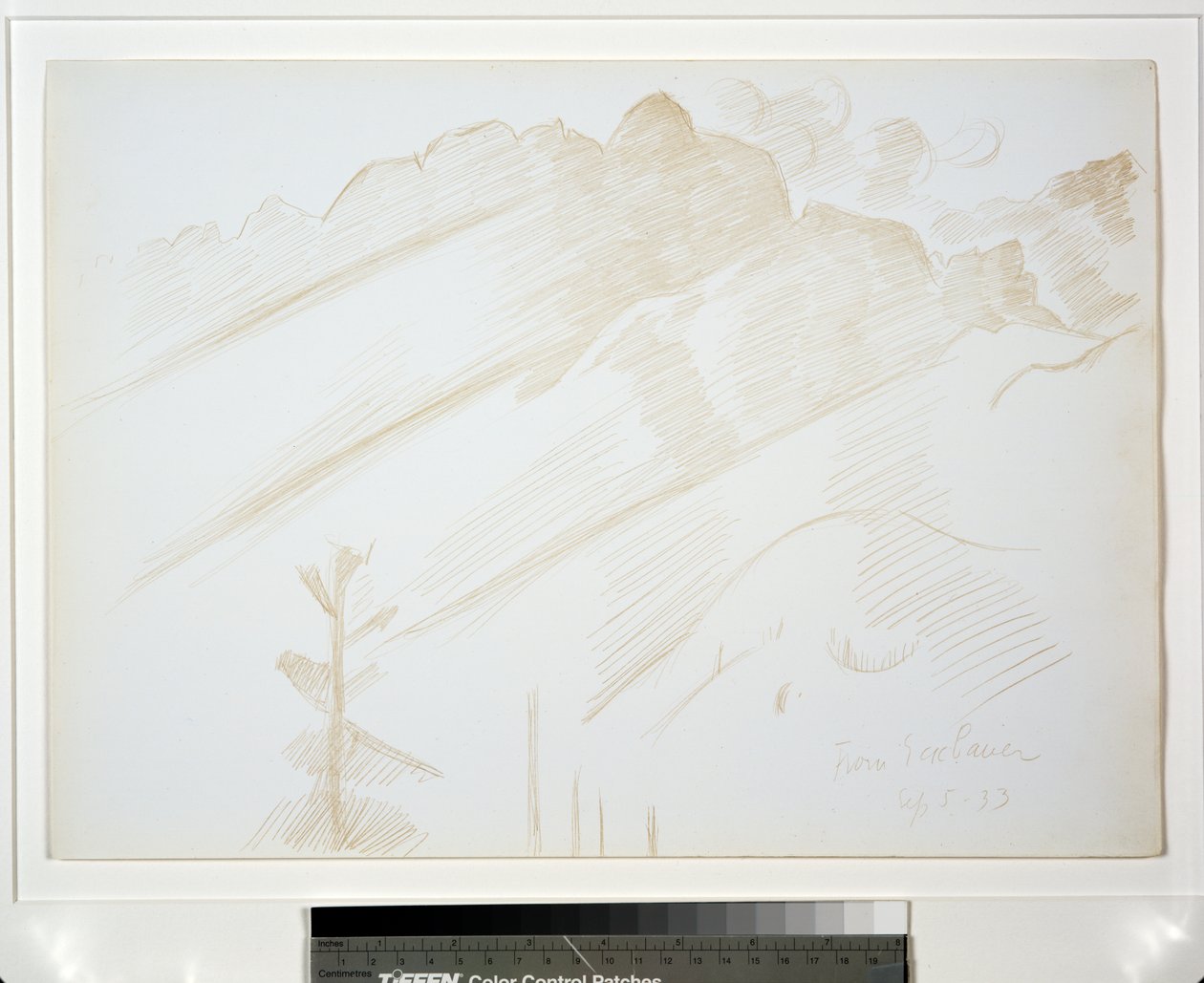 Bulutlar ve Ağaçlar ile Dağ Manzarası by Marsden Hartley