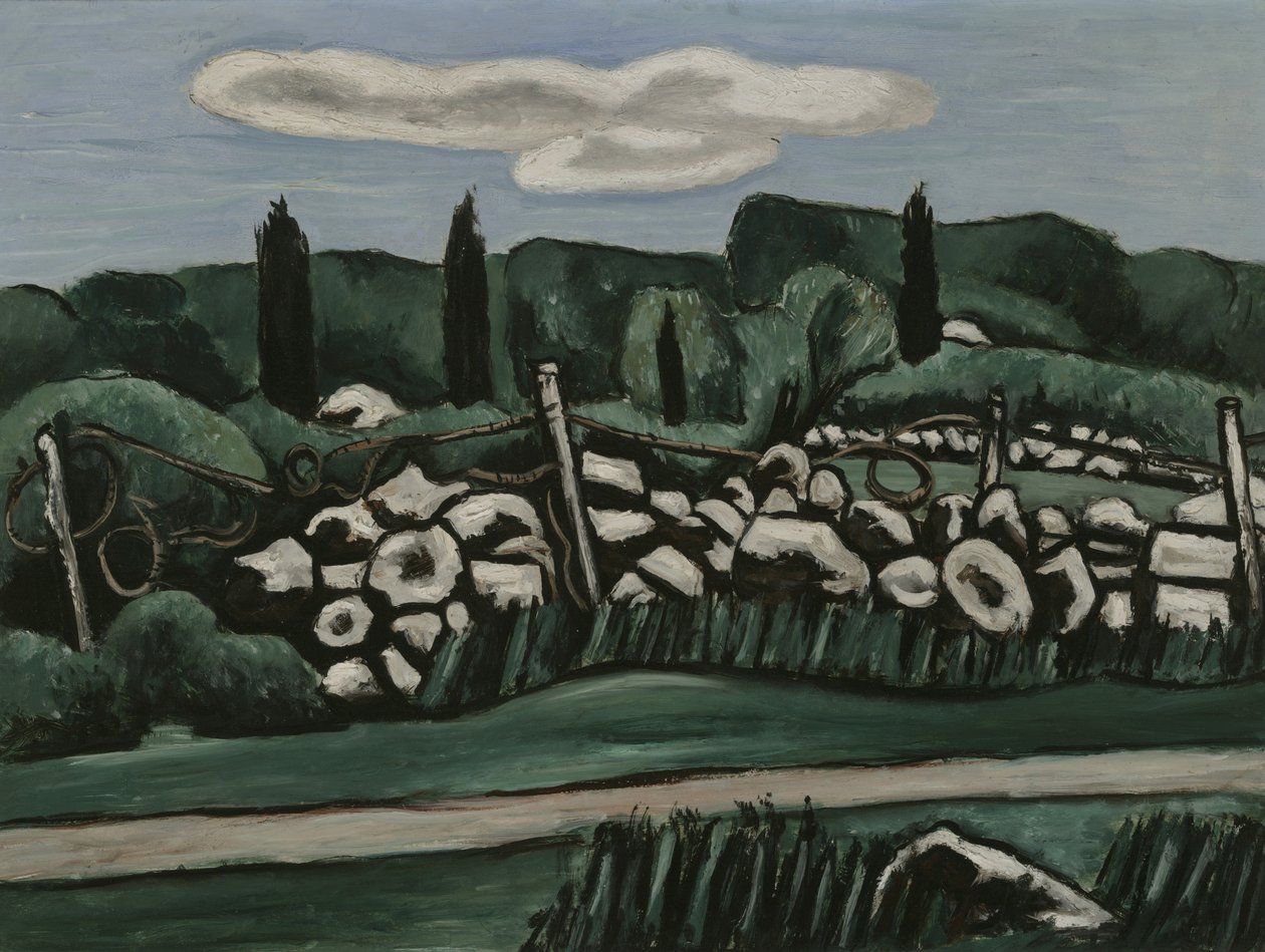 Son Taş Duvarlar, Dogtown, c.1936-37 (akademi panosunda petrol) by Marsden Hartley