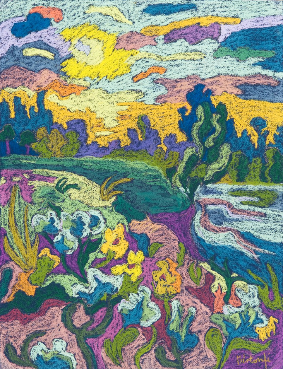 Blooming River Bank, 2009 (kağıt üzerinde pastel) by Marta Martonfi Benke