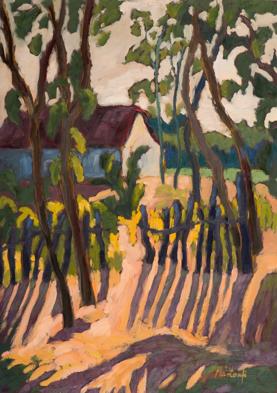 Ramshackle Fence (2011) 70*50, cm gemide yağ by Marta Martonfi Benke