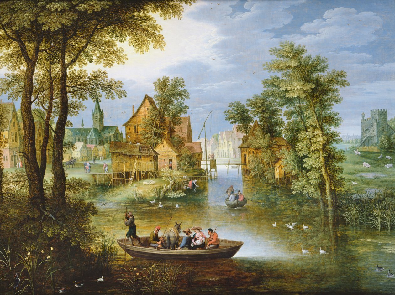 A river landscape with the Flight into Egypt  by Marten Ryckaert