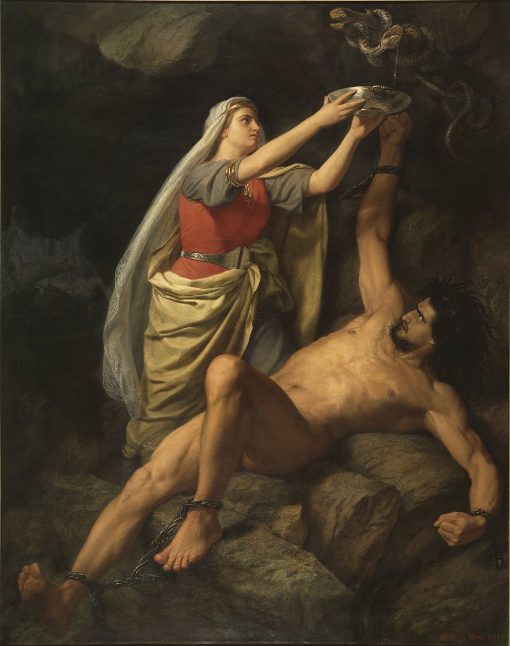 Loki ve Sigyn - Loki ve Sigyn, Winge, Marten Eskil (1825-1896). Tuval üzerine yağlıboya by Mårten Eskil Winge