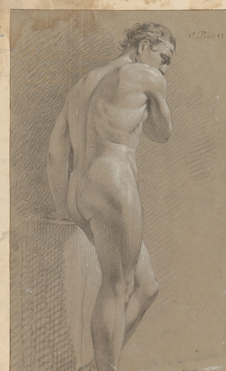 Arkadan görülen çıplak erkek ayakta (1.lik ödülü 1770) by Marten Houtman