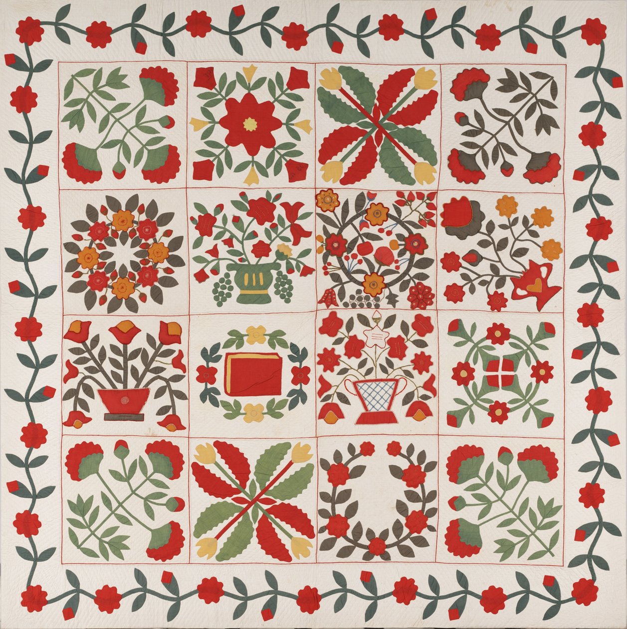 "Albüm Yorgan", Baltimore, Maryland, c.1861 (ipek ve yünlü pamuk) by Martha E. Keech