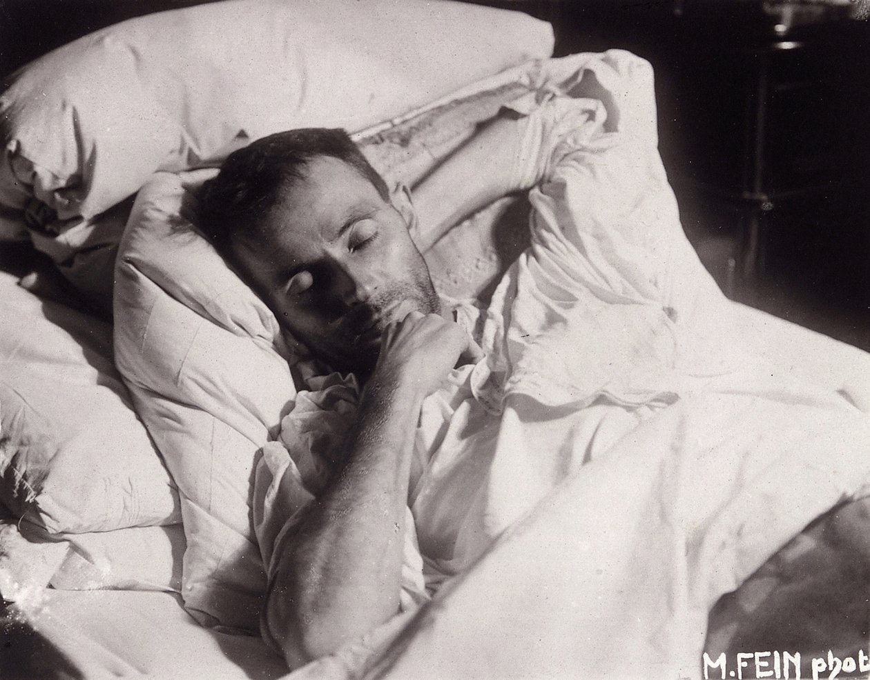 Egon Schiele ölüm döşeğinde, 1918. by Martha Fein