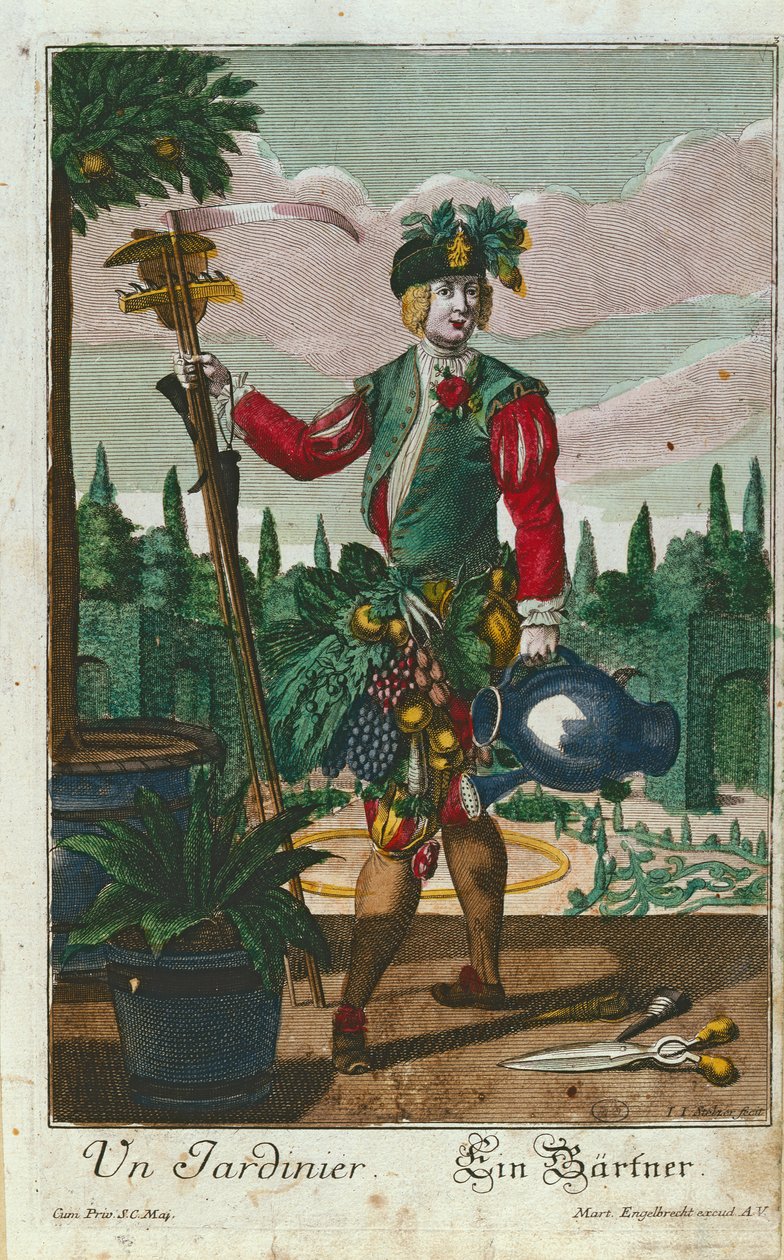 Bir bahçıvan, alegorik temsil, c.1735 by Martin Engelbrecht