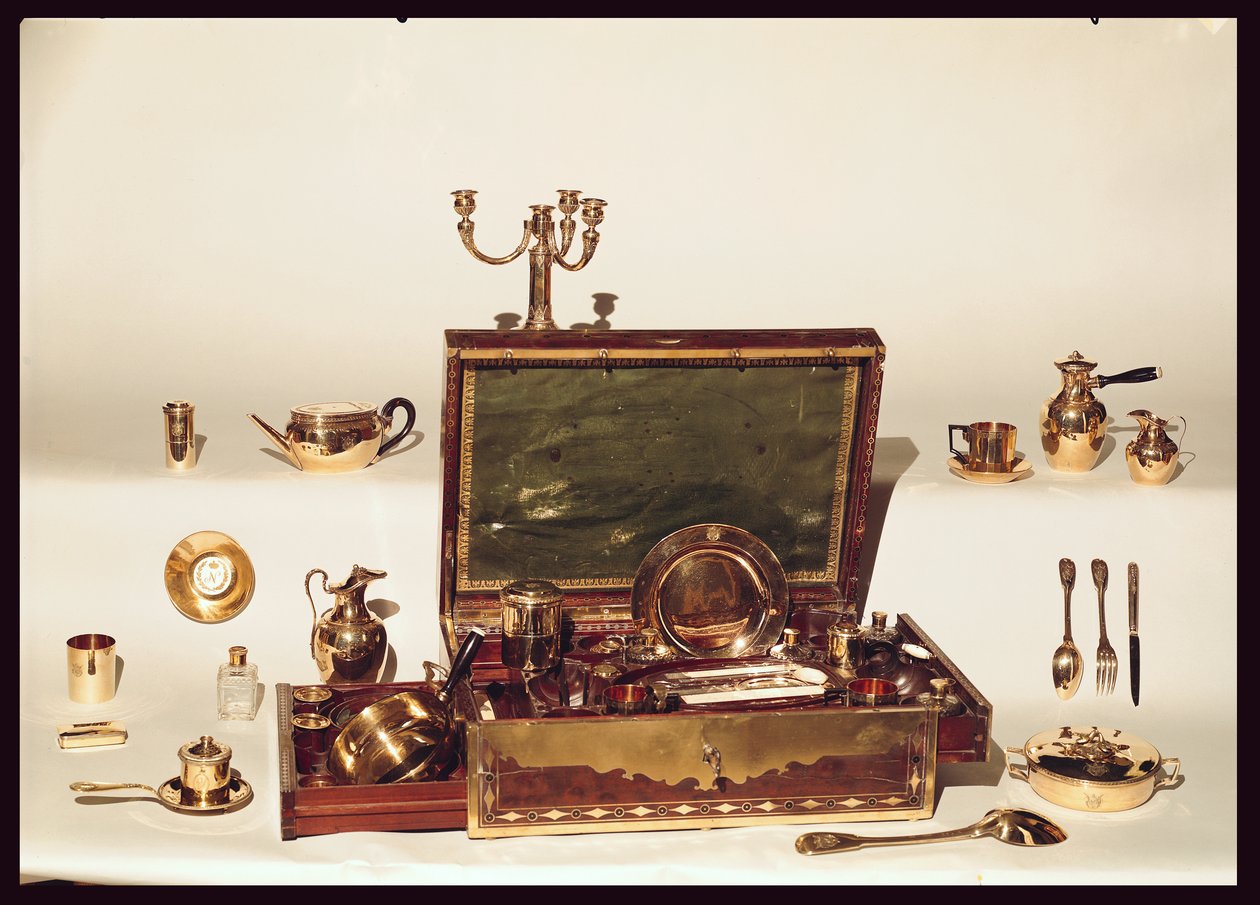 Napolyon I'e (1769-1821) ait necessaire (altın kakmalı ahşap) by Martin Guillaume Biennais
