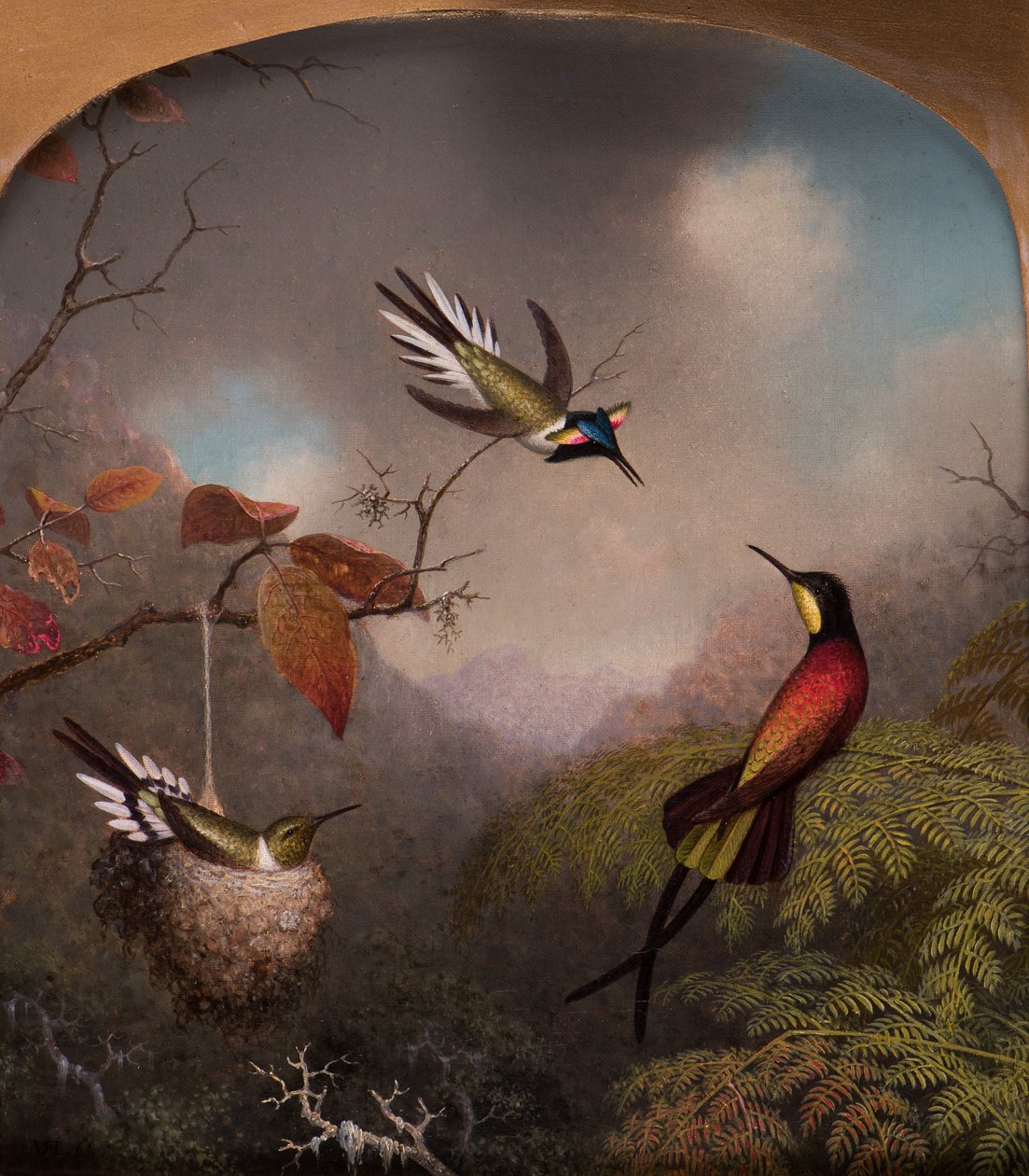 Sinek Kuşları: İki "Sungem" ve bir "Kızıl Topaz", 1866 by Martin Johnson Heade