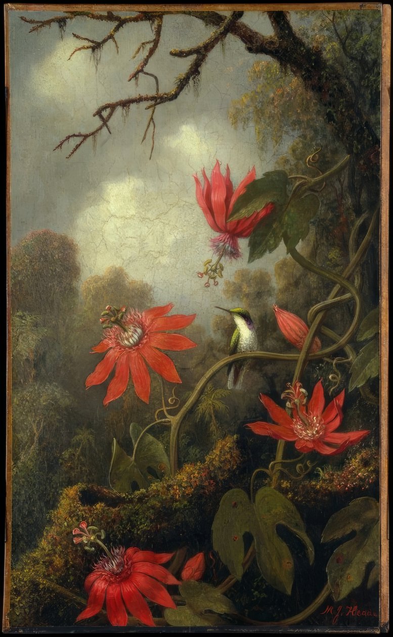 Sinek kuşu ve tutku çiçekleri by Martin Johnson Heade