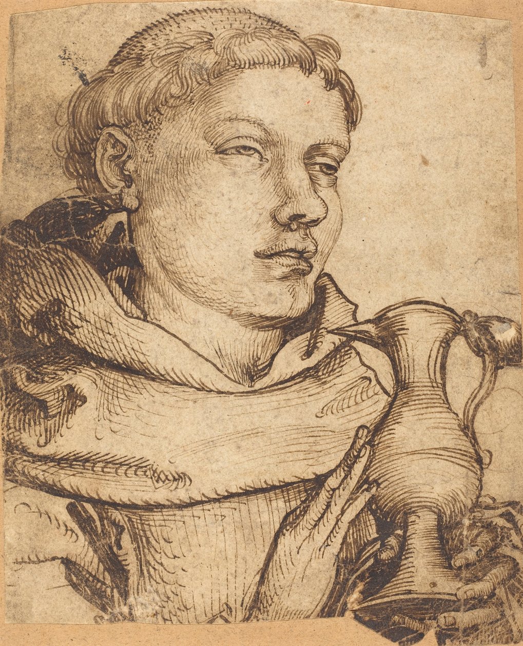 Cemaatte Yardım Eden Bir Keşiş Büstü by Martin Schongauer