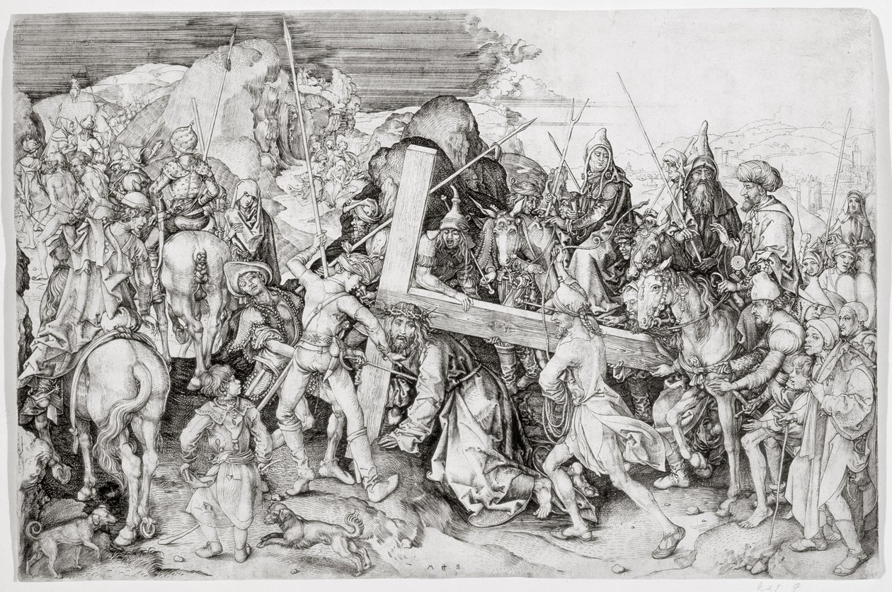 Büyük Haç Taşı, c.1474 (çizgi gravürü) by Martin Schongauer