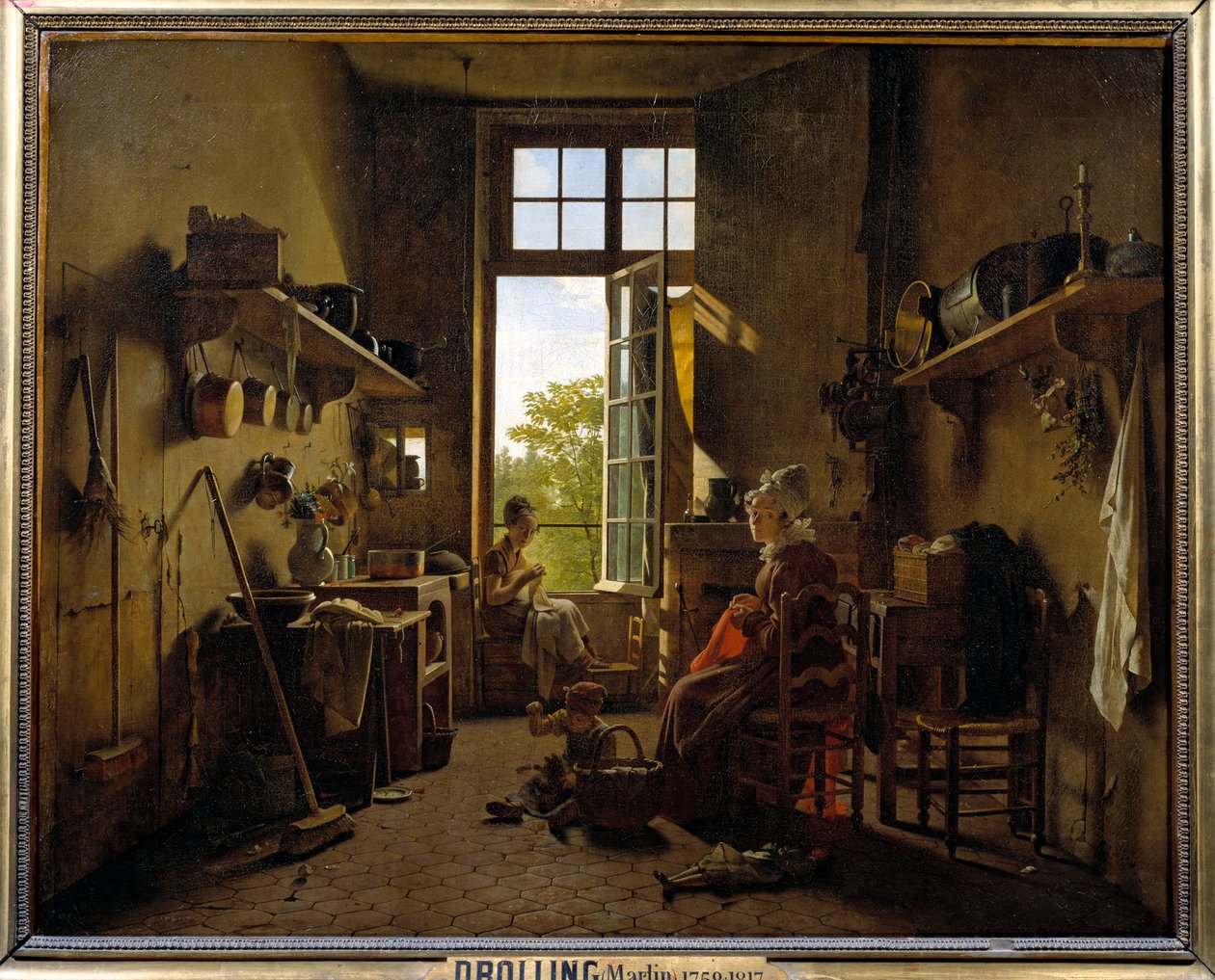 Martin Drolling (1752-1817) 1815 Sun tarafından bir Mutfak İçi Tablosu. 0,65x0,8 m by Martin Drölling