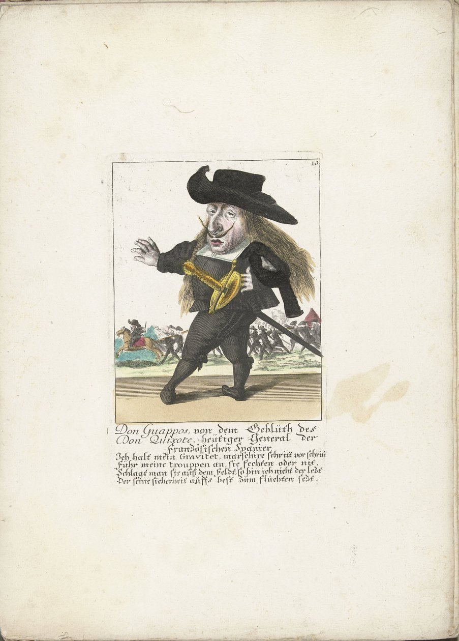 De İspanyol dwerg Don Guappos, yaklaşık 1710 Don Guappos, Fransız İspanyolların bugünkü Generali Don Kişot
