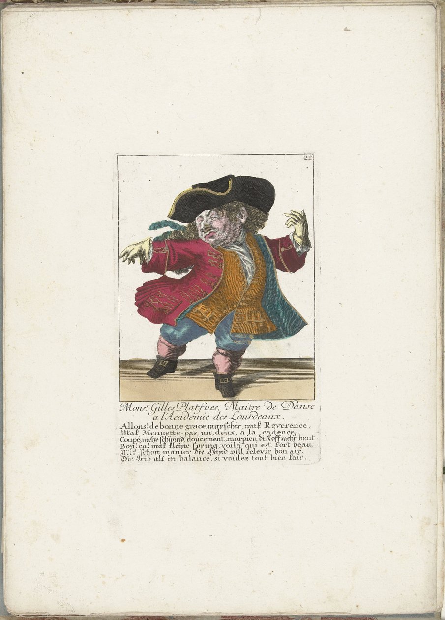 Fransız dans ustası olarak cüce Gilles Platfues, yaklaşık. 1710 Monsr. Gilles Platfues, Maitre de Danse ve l
