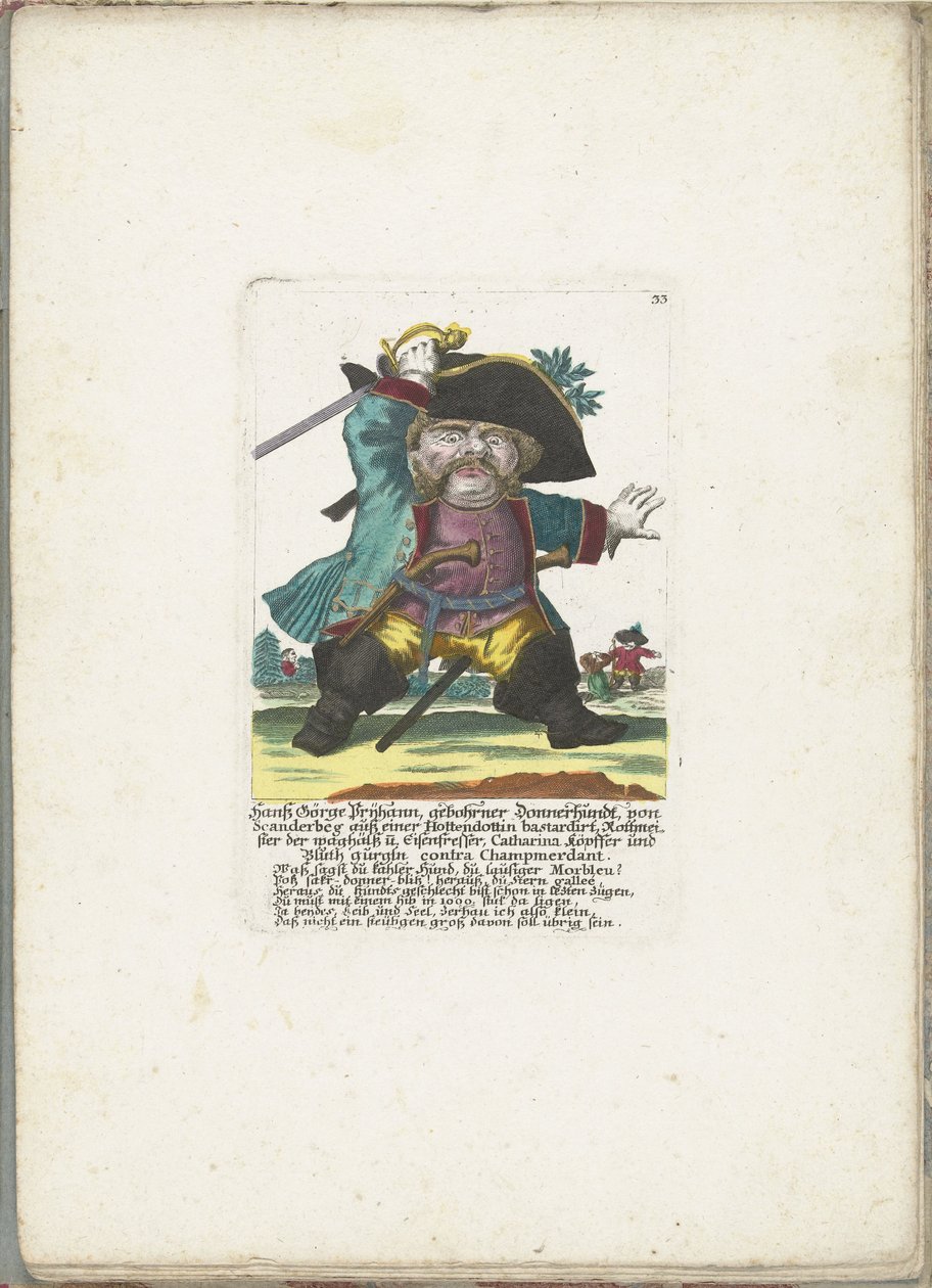 De dwerg Hanss Görge Prijhann woeste subayı olarak, yaklaşık 1710 Hanß Görge Prijhann, aslen Donnerhundt, Scanderbeg
