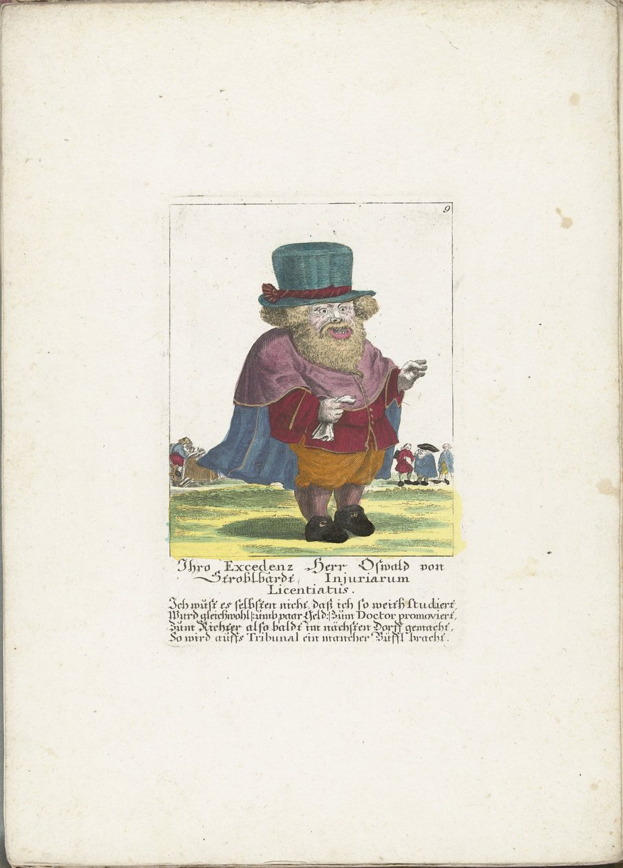Dwerg Oswald van Stroblbardt, yaklaşık 1710 Ekselansları Herr Oswald von Stroblbardt Injuriarum Licentiatus (nesne üzerindeki başlık) Il Callotto resurcitato veya Yeni Mobilyalı Küçük Dolap (seri başlığı) by Martin Engelbrecht (attributed to)