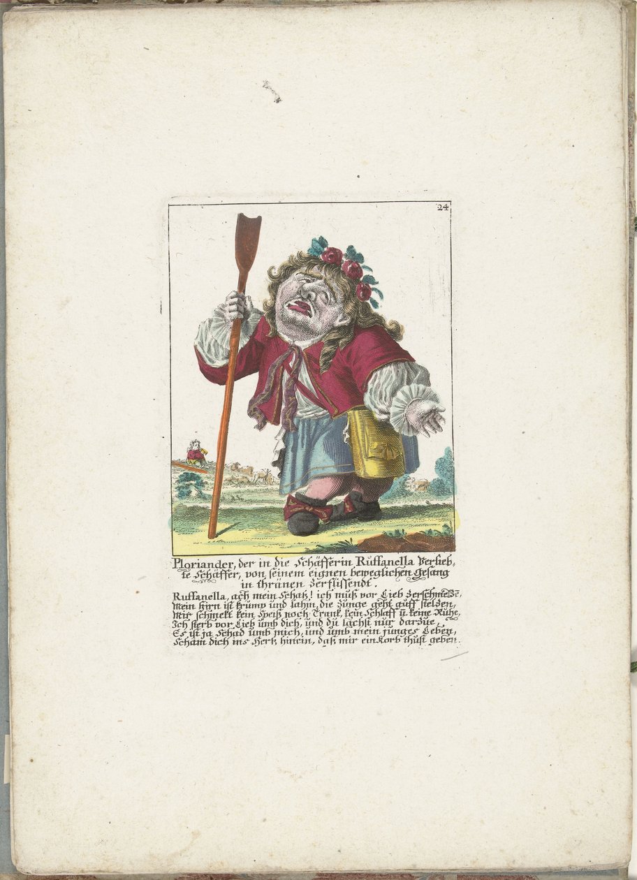 De dwerg Ploriander çoban olarak, yaklaşık 1710 Çoban Ruffanella