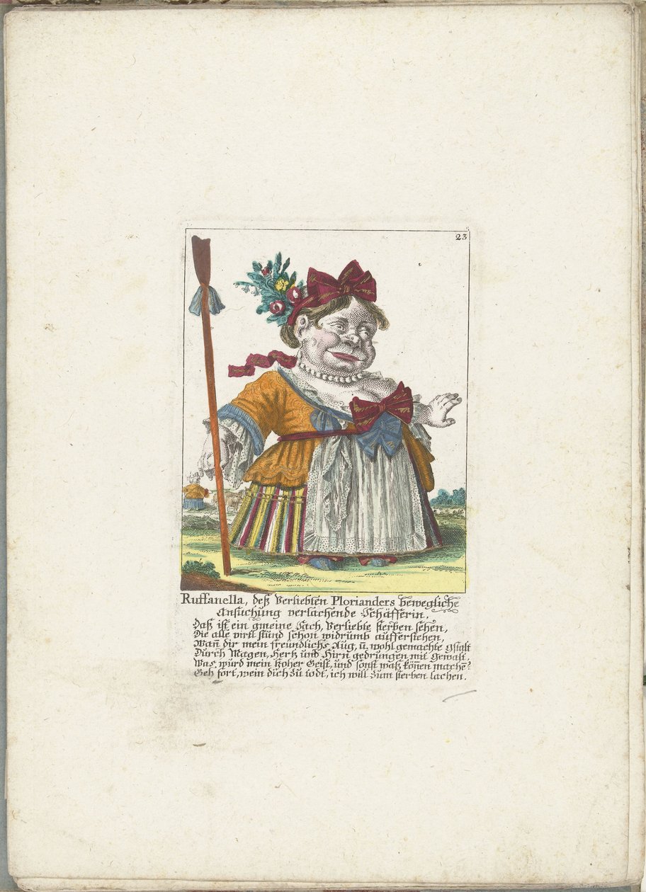 De dwerg Ruffanella çoban olarak, yaklaşık 1710 Ruffanella, çoban kız Ploriander