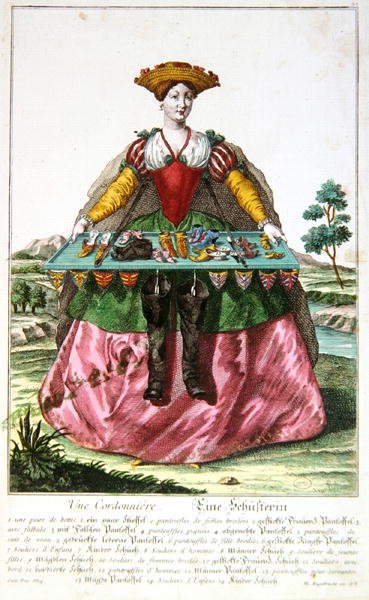 A Shoemaker, c.1735 (renkli gravür) by Martin Engelbrecht