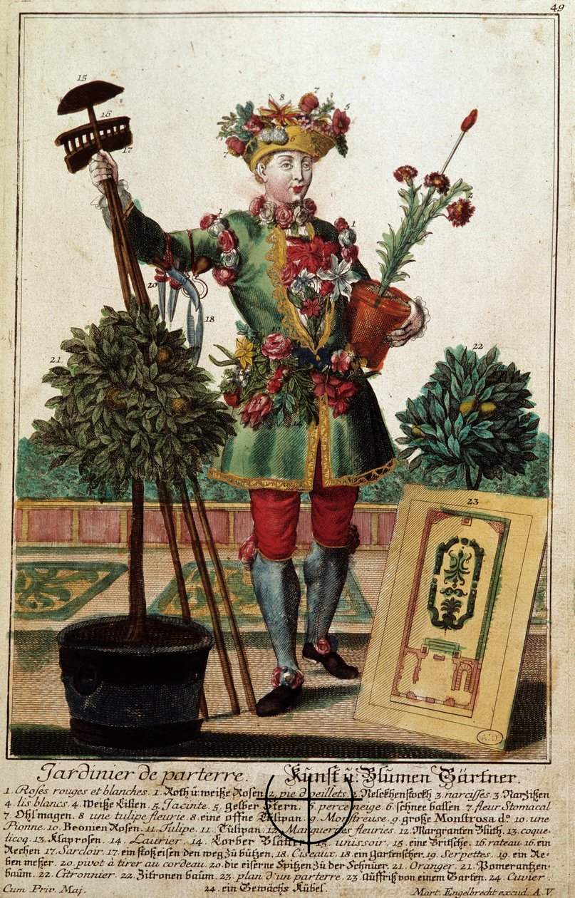 Bir bahçıvan. Martin Engelbrecht (1684-1756), “Manouvries habilles