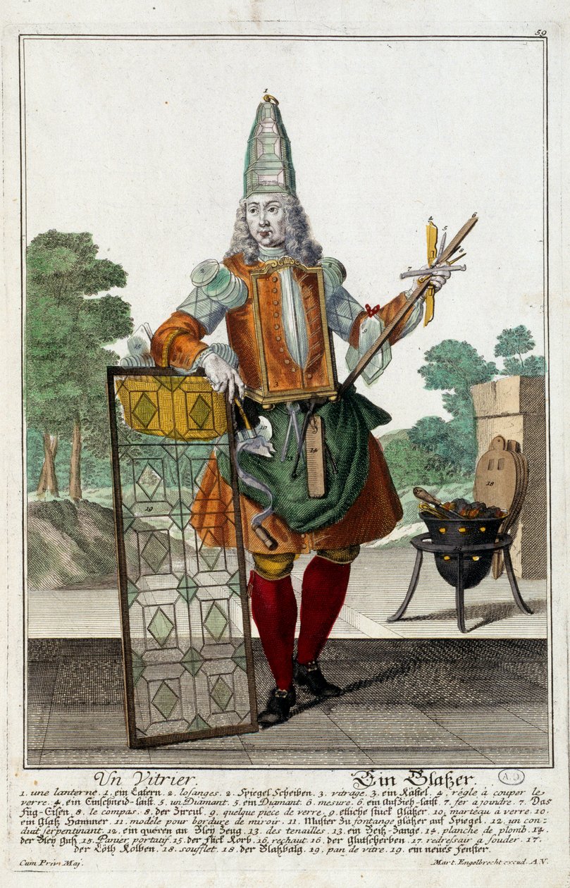 Bir camcı. Martin Engelbrecht tarafından gravür by Martin Engelbrecht