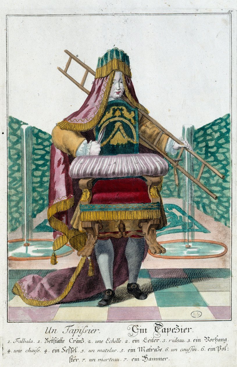 Metier: Bir döşeme. Gravür Martin Engelbrecht (1684-1756), “Manouvries habilles