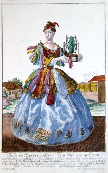 Yumuşak Bir Döşemecinin Karısı, c.1735 (renkli gravür) by Martin Engelbrecht