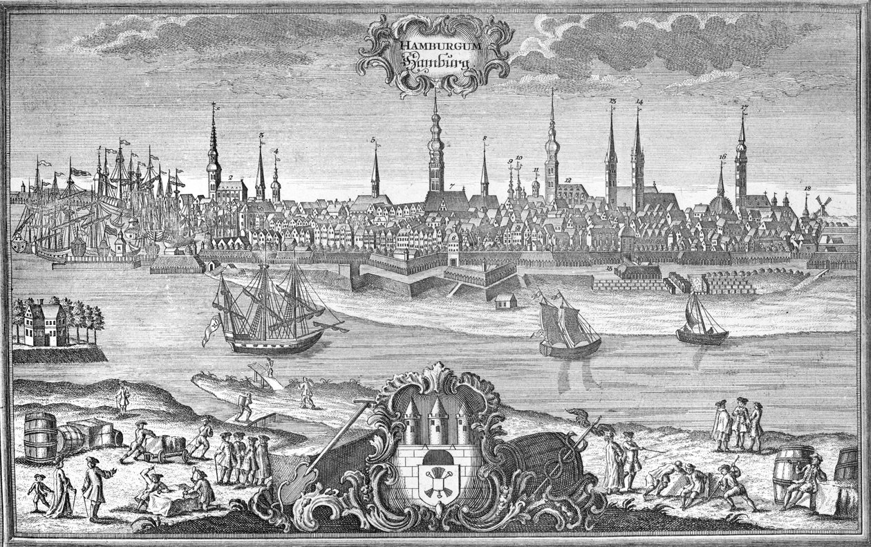 Hamburg görünümü, c.1710-50 by Martin Engelbrecht