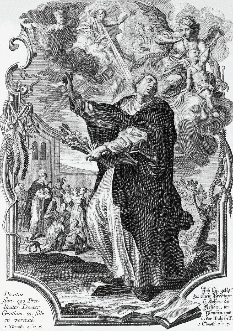 Vincent Ferrer (1350-1419), İspanyol Dominik, Martin Engelbrecht (1684-1756) tarafından gravür by Martin Engelbrecht