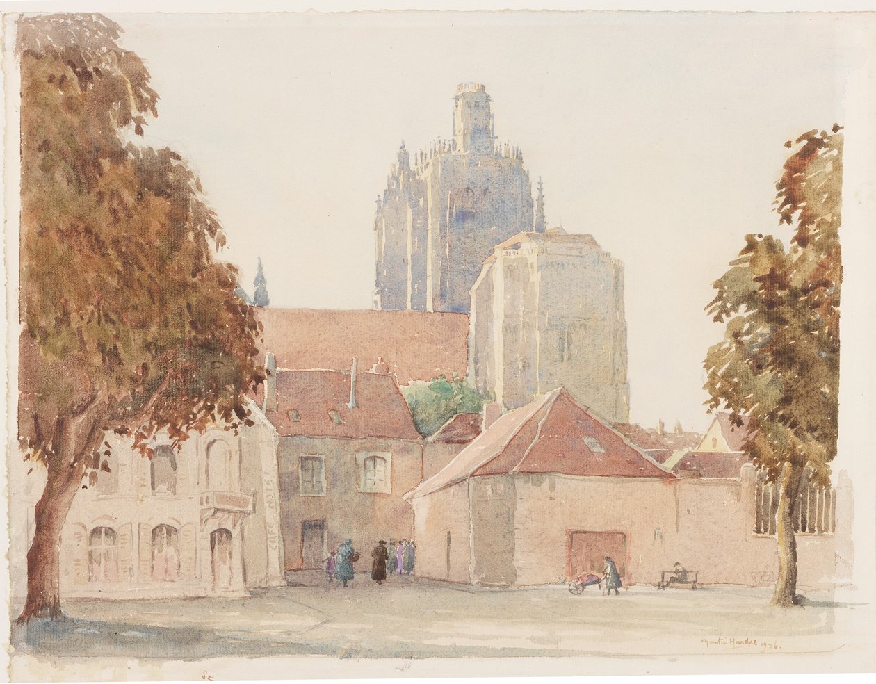The Cathedral, Lens (kart üzerine yapıştırılmış kağıt üzerine kalem ve sulu boya) by Martin Hardie