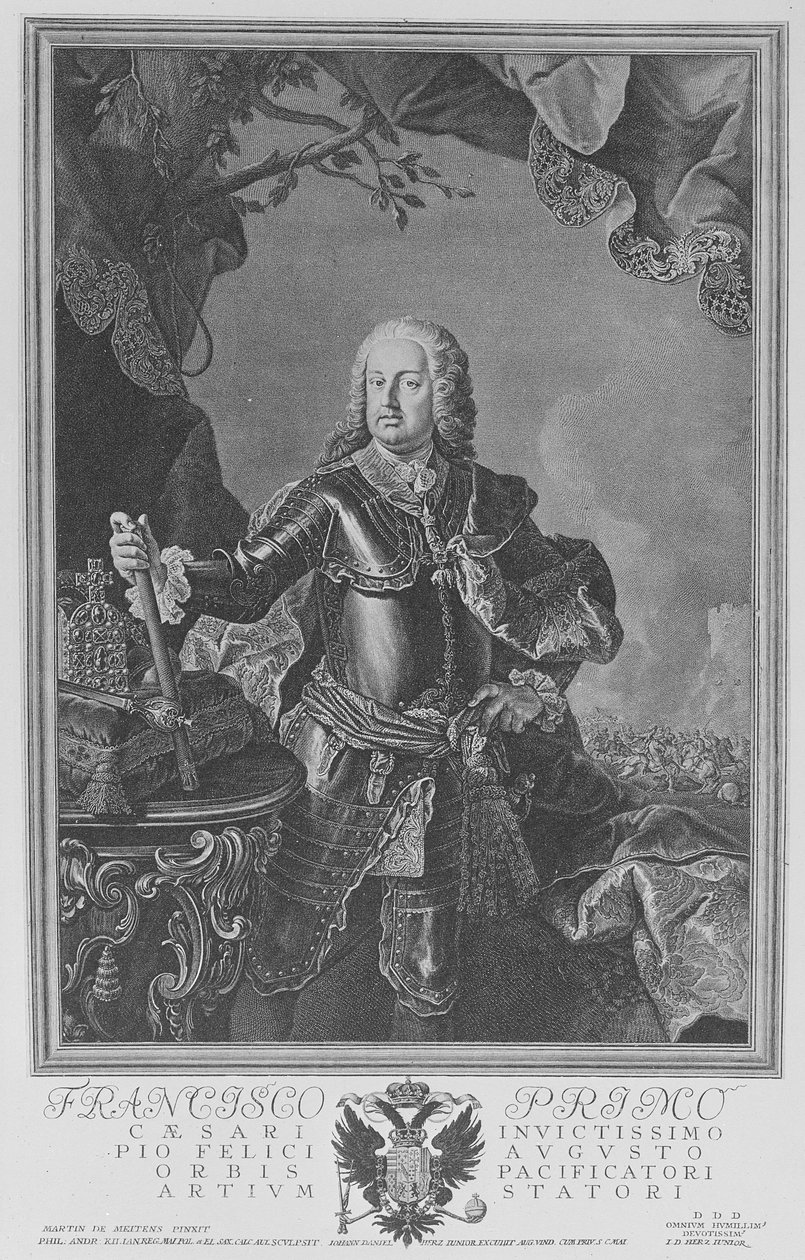 Francis I, Kutsal Roma İmparatoru, Philipp Andreas Kilian tarafından oyulmuş by Martin II Mytens or Meytens