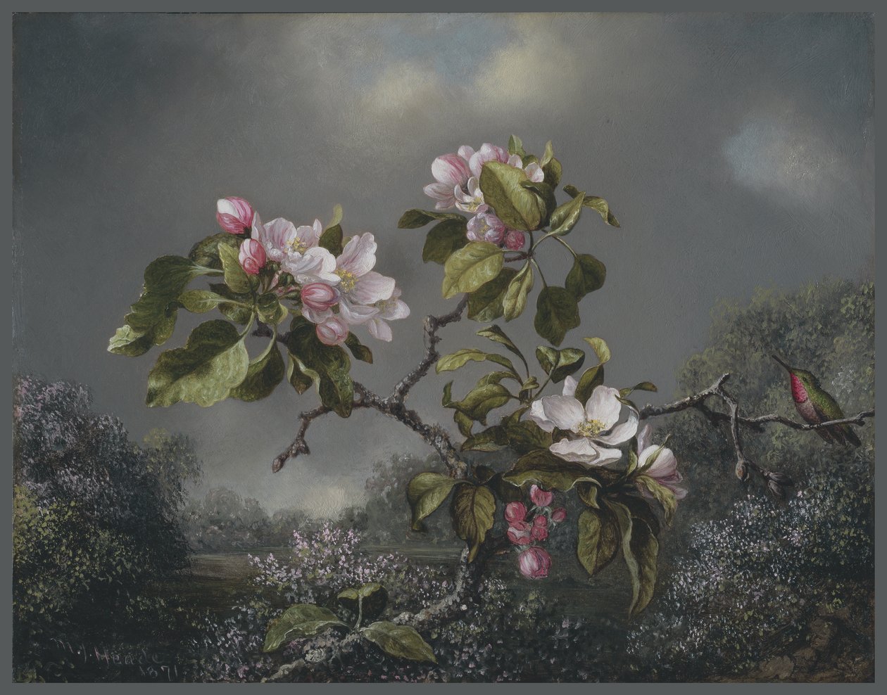 Elma Çiçekleri ve Sinek Kuşu, 1871 by Martin Johnson Heade