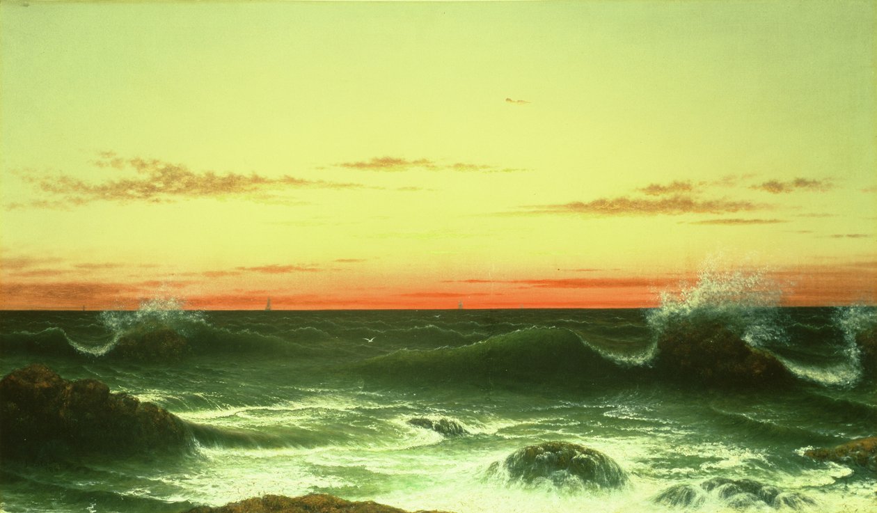 Deniz Manzarası: Gün Batımı, 1861 by Martin Johnson Heade