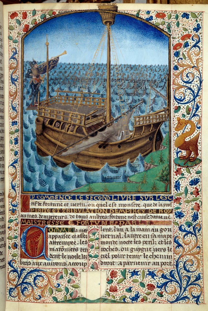 Denizde bir geminin temsili - Martin Le Franc (1410-1461) 1447-1448