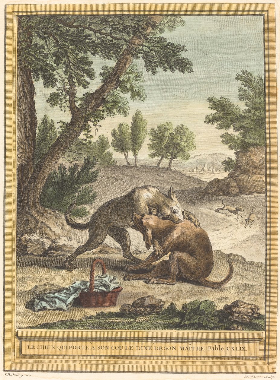 Sahibinin Yemeğini Boynunda Taşıyan Köpek by Martin Marvie after Jean Baptiste Oudry