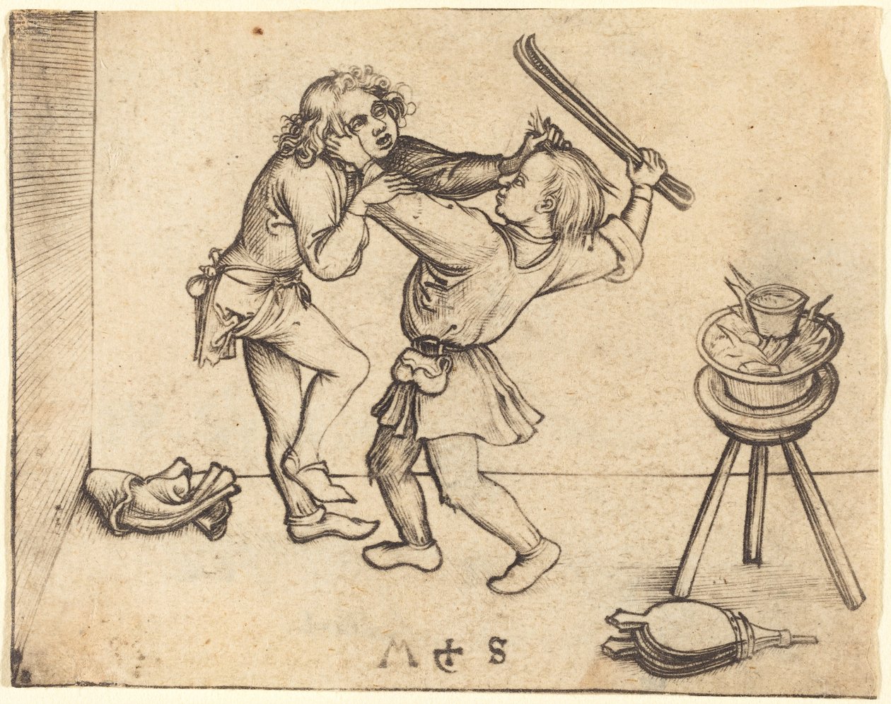 Dövüşen Çıraklar by Martin Schongauer