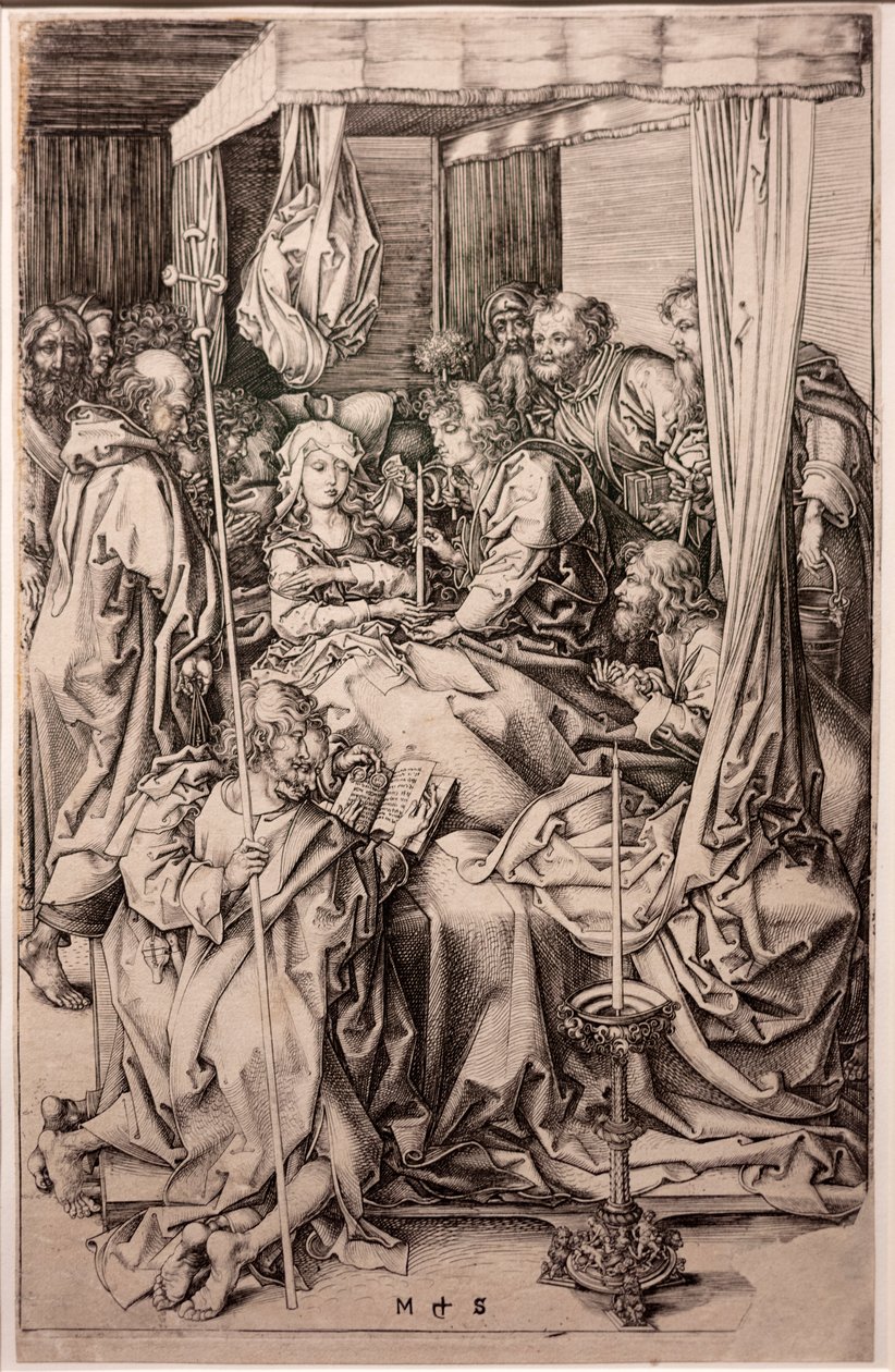 Kağıt üzerine oyma. Meryem'in Ölümü. Martin Schongauer. 1470-1491 civarı. (kağıt üzerine oyma) by Martin Schongauer