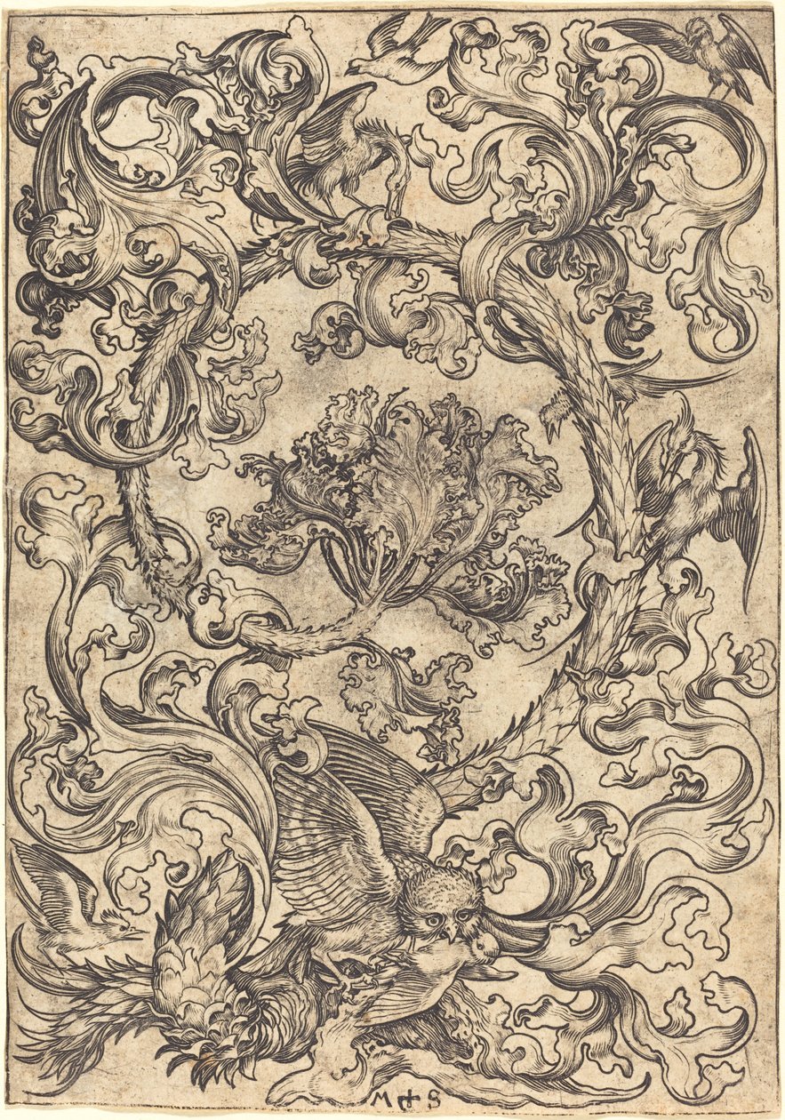 Gündüz Kuşları Tarafından Alay Edilen Baykuşla Süsleme by Martin Schongauer